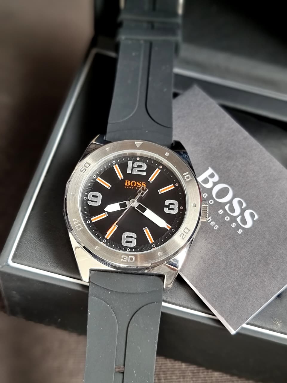 Hugo boss Men's Black Rubber Strap Watch with Black Dial 1512897