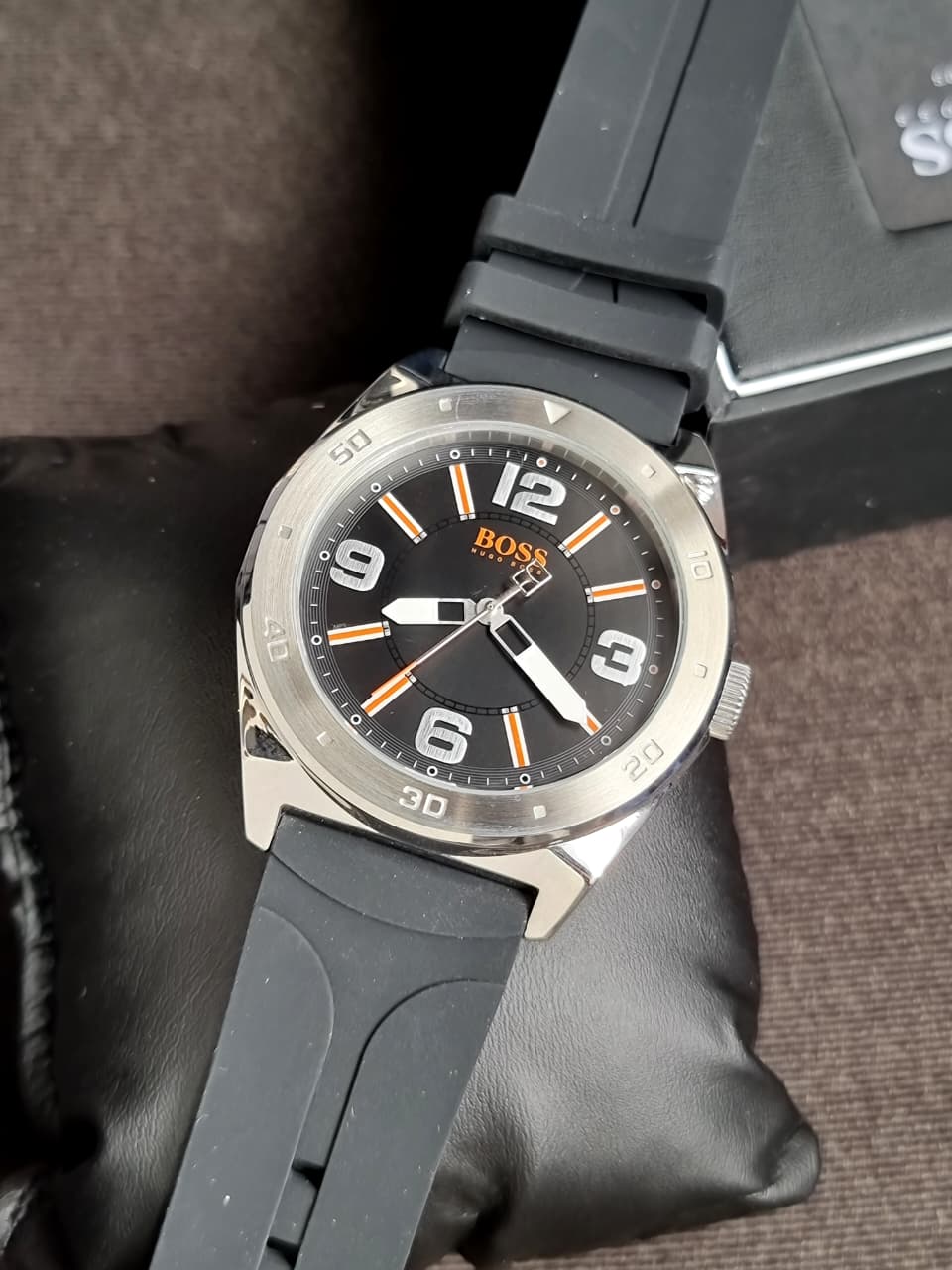 Hugo boss Men's Black Rubber Strap Watch with Black Dial 1512897