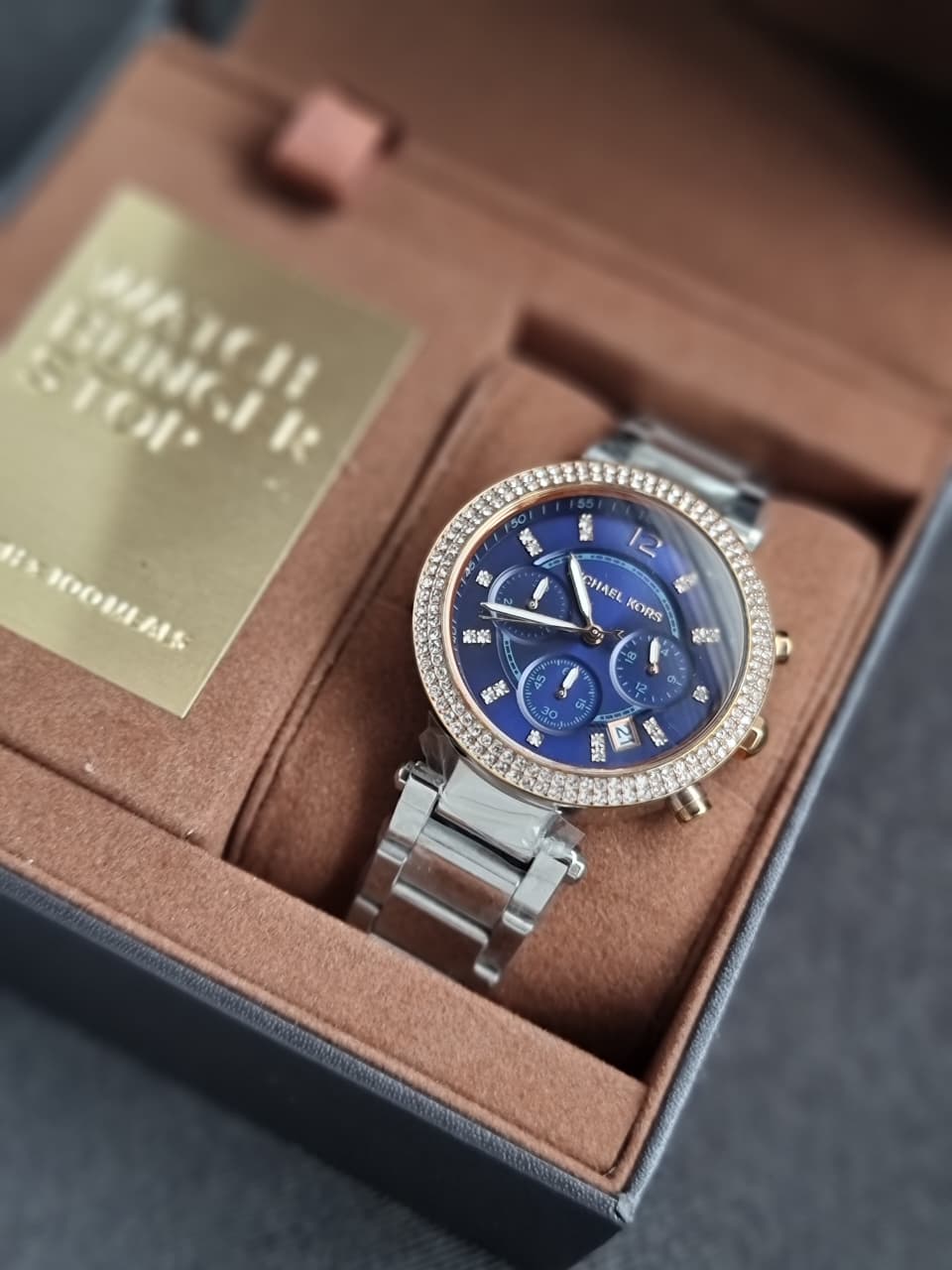 Michael Kors Women's Analog Stainless Steel Blue Dial 39mm Watch