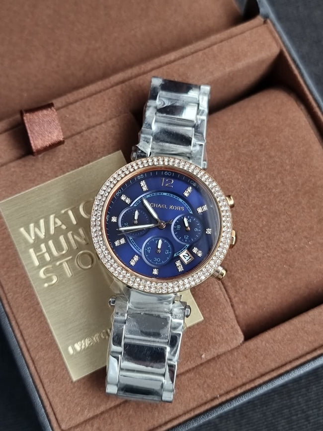 Michael Kors Women’s Analog Stainless Steel Blue Dial 39mm Watch MK6141 Main Image