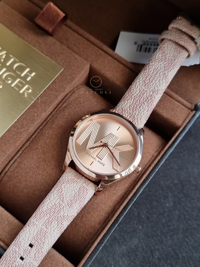 Michael Kors Women’s Quartz Rose Gold Leather Strap Rose Gold Dial 33mm Watch MK2879 Hover Image