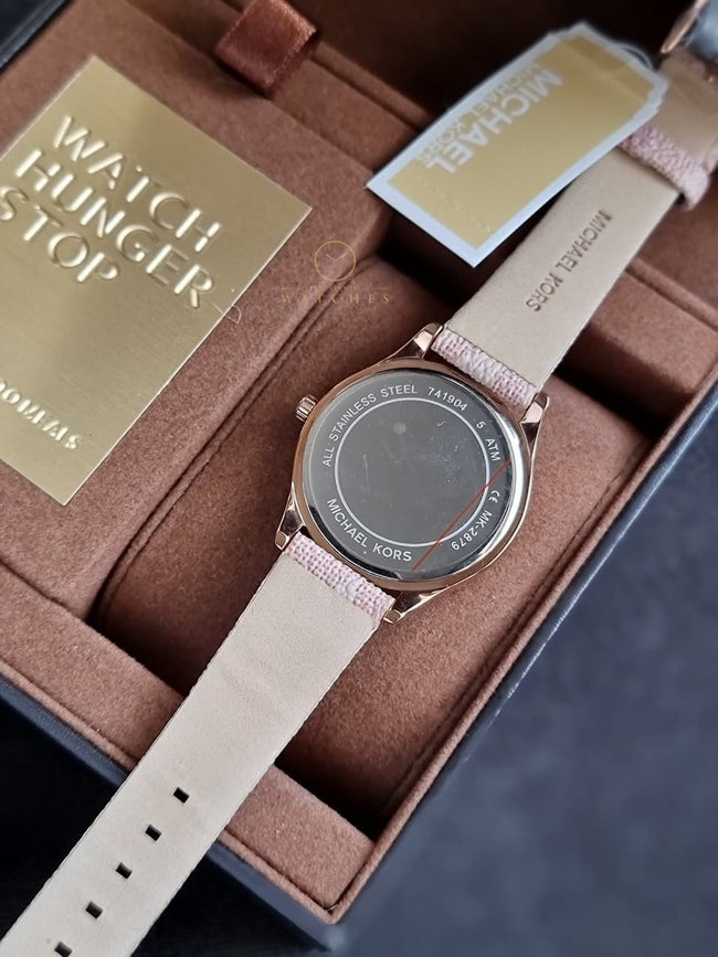 Michael Kors Women’s Quartz Rose Gold Leather Strap Rose Gold Dial 33mm Watch MK2879 Main Image