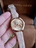 Michael Kors Women’s Quartz Rose Gold Leather Strap Rose Gold Dial 33mm Watch MK2879
