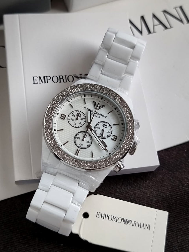 Emporio Armani Chronograph Mother of Pearl 43mm  Dial Women's Watch - AR1456 Main Image