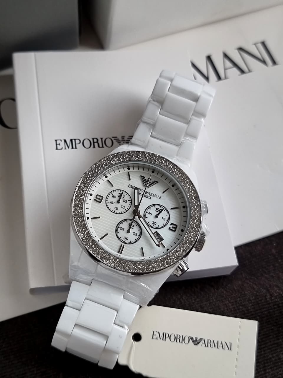 Emporio Armani Chronograph Mother of Pearl 43mm  Dial Women's Watch - AR1456
