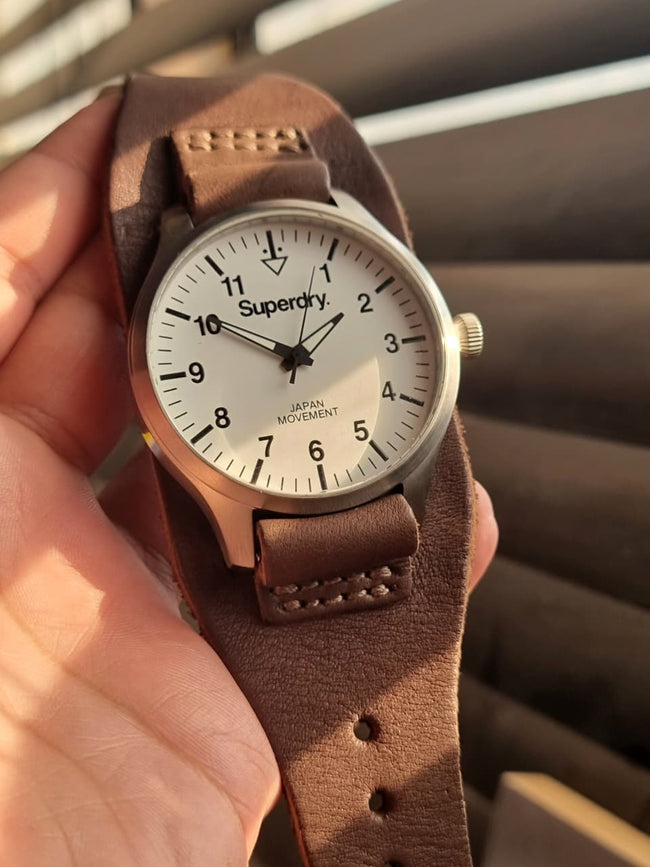 Superdry SYG102T Gents Watch Brown Leather Strap 48mm Dial Quartz Watch Hover Image