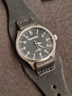 Superdry Colosseum SYG102B Men's Black Leather Cuff Strap Watch