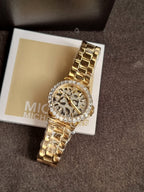 Michael Kors Lennox Watch for Women, Gold Tone Quartz Three Hand Movement MK7394 (WITHOUT TAG)