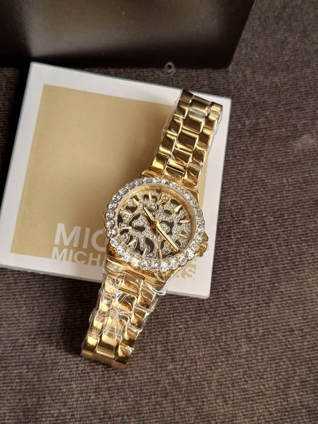 Michael Kors Lennox Watch for Women, Gold Tone Quartz Three Hand Movement MK7394 (WITHOUT TAG) Main Image