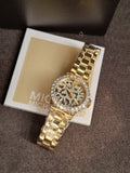 Michael Kors Lennox Watch for Women, Gold Tone Quartz Three Hand Movement MK7394 (WITHOUT TAG)