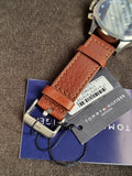 Tommy Hilfiger Men’s Quartz Brown Leather Strap Blue Dial 46mm Watch 1791807