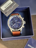 Tommy Hilfiger Men’s Quartz Brown Leather Strap Blue Dial 46mm Watch 1791807