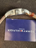 Tommy Hilfiger Men’s Quartz Brown Leather Strap Blue Dial 46mm Watch 1791807