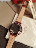 Fossil Jacqueline Burgundy Leather Strap Burgundy Dial Quartz Watch For Ladies - Fossil ES4099