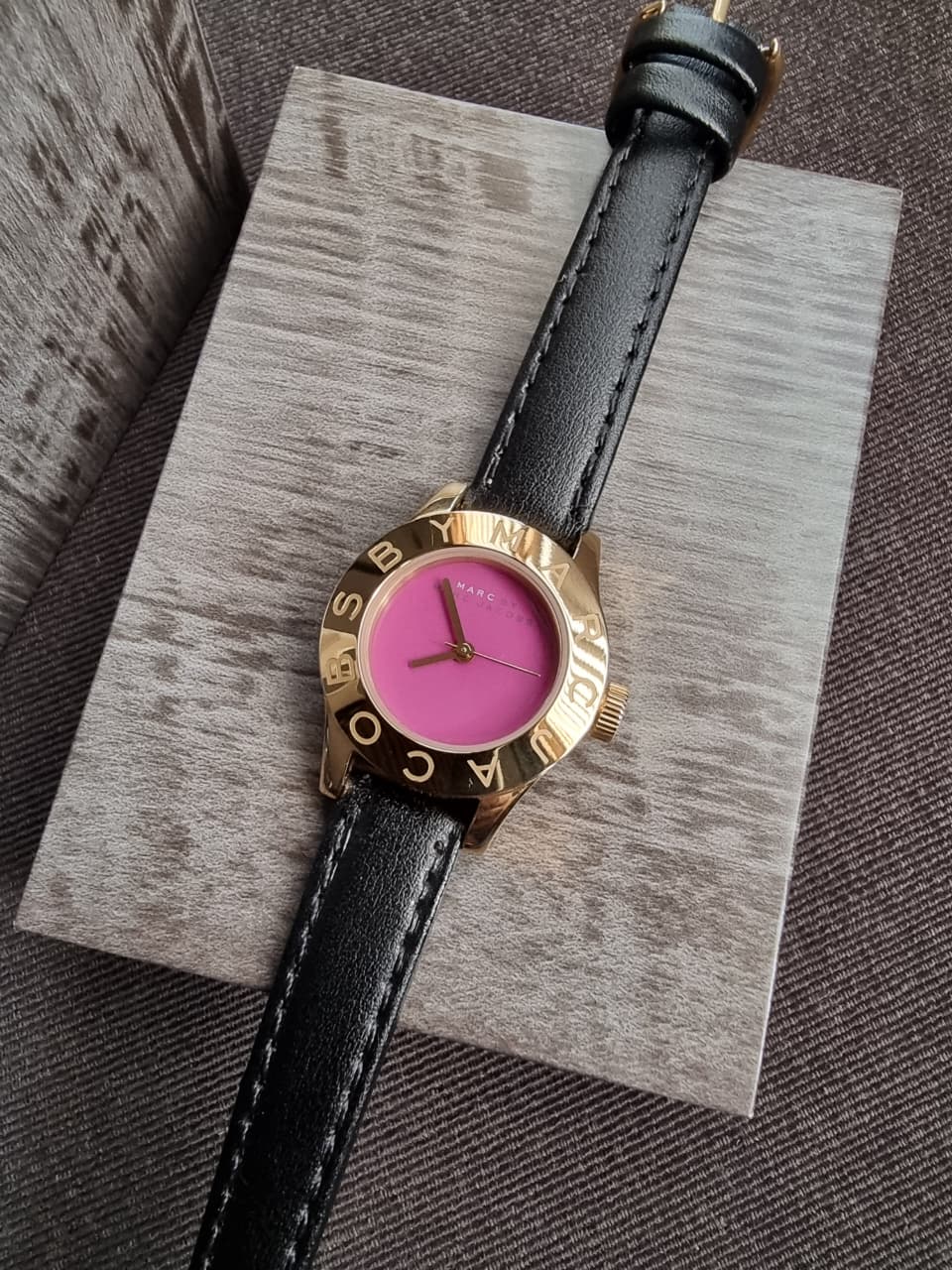 Marc by Marc Jacobs Women’s Quartz Purple Leather Strap Purple Dial 26mm Watch MBM1209 (Strap After Market)