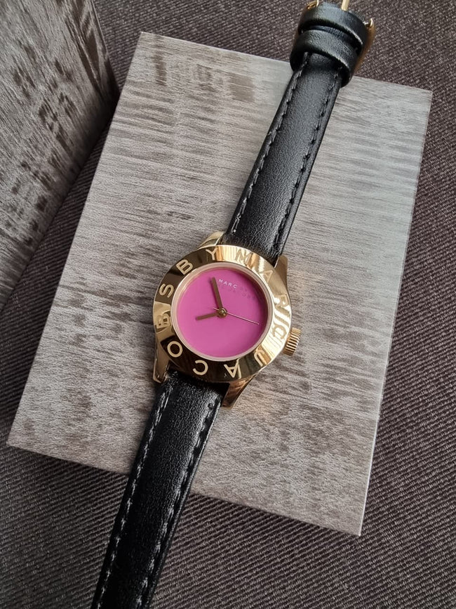Marc by Marc Jacobs Women’s Quartz Purple Leather Strap Purple Dial 26mm Watch MBM1209 (Strap After Market) Hover Image
