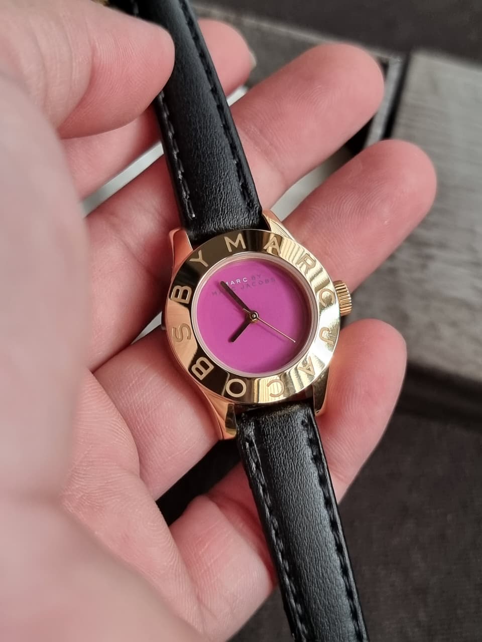 Marc by Marc Jacobs Women’s Quartz Purple Leather Strap Purple Dial 26mm Watch MBM1209 (Strap After Market)