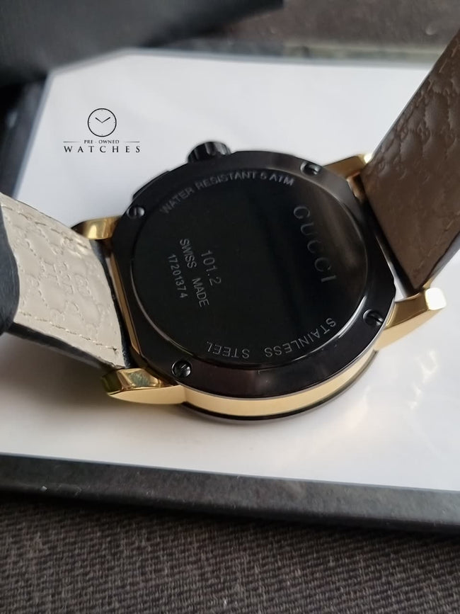 Gucci Men’s Analog Quartz Leather Strap Black Dial 44mm Watch YA101203 Main Image