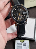 Gucci Men’s Analog Quartz Leather Strap Black Dial 44mm Watch YA101203