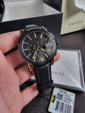 Gucci Men’s Analog Quartz Leather Strap Black Dial 44mm Watch YA101203