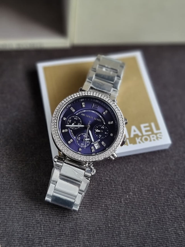 Michael Kors Women’s Quartz Stainless Steel Blue Dial 39mm Watch Mk6117 Main Image