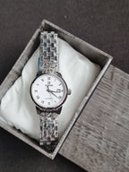 Binger white dial Silver Chain Automatic Ladies Watch