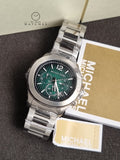 Michael Kors Sage Silver Watch MK9191 Green Dial Quartz Watch