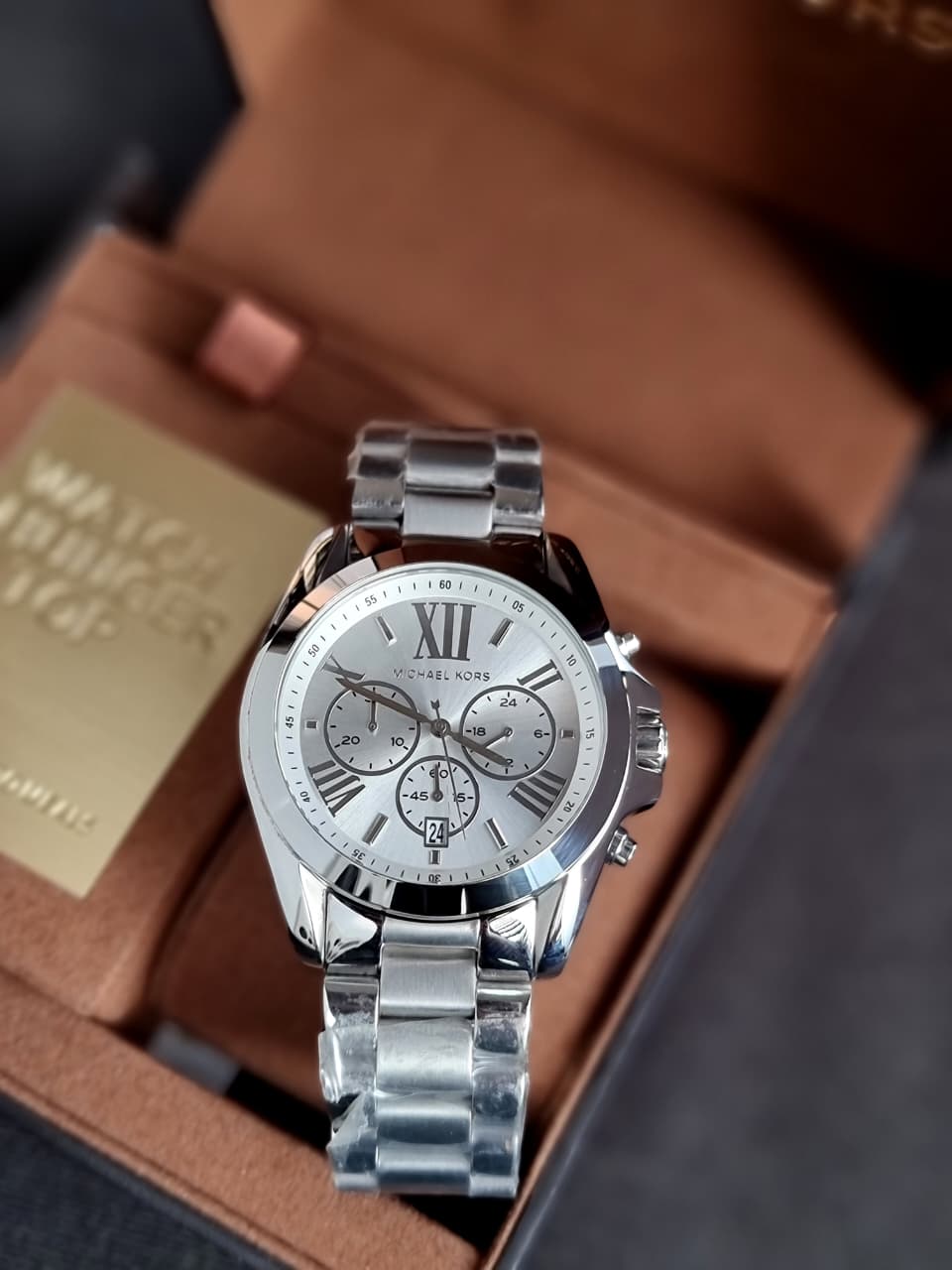 Michael Kors Men’s Chronograph Quartz Stainless Steel Silver Dial 42mm Watch MK5535