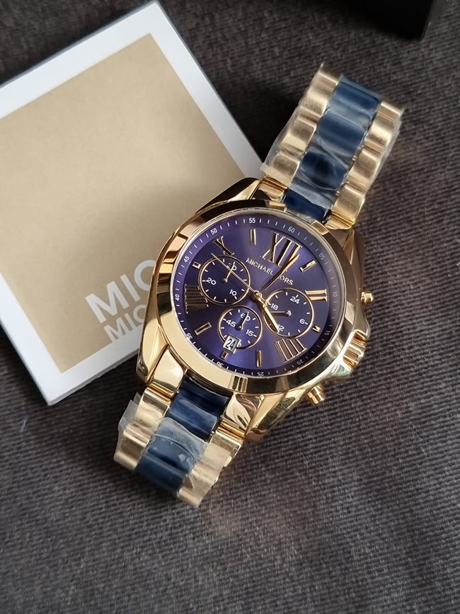Michael Kors Men’s Quartz Two Tone Stainless Steel Blue Dial 43mm Watch MK6268 Hover Image