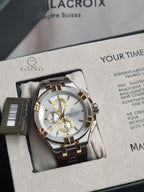 Maurice Lacroix Aikon Brown Leather Strap Silver Dial Chronograph Quartz Watch for Gents - AI1018-PVY11-132-1