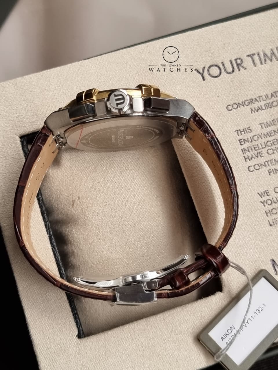 Maurice Lacroix Aikon Brown Leather Strap Silver Dial Chronograph Quartz Watch for Gents - AI1018-PVY11-132-1