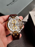 Maurice Lacroix Aikon Brown Leather Strap Silver Dial Chronograph Quartz Watch for Gents - AI1018-PVY11-132-1