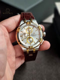 Maurice Lacroix Aikon Brown Leather Strap Silver Dial Chronograph Quartz Watch for Gents - AI1018-PVY11-132-1