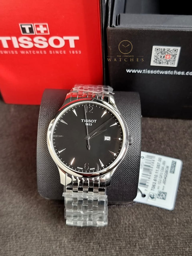 TISSOT Men’s Quartz Swiss Made Stainless Steel Black Dial 42mm Watch T063.610.11.057.00 Hover Image