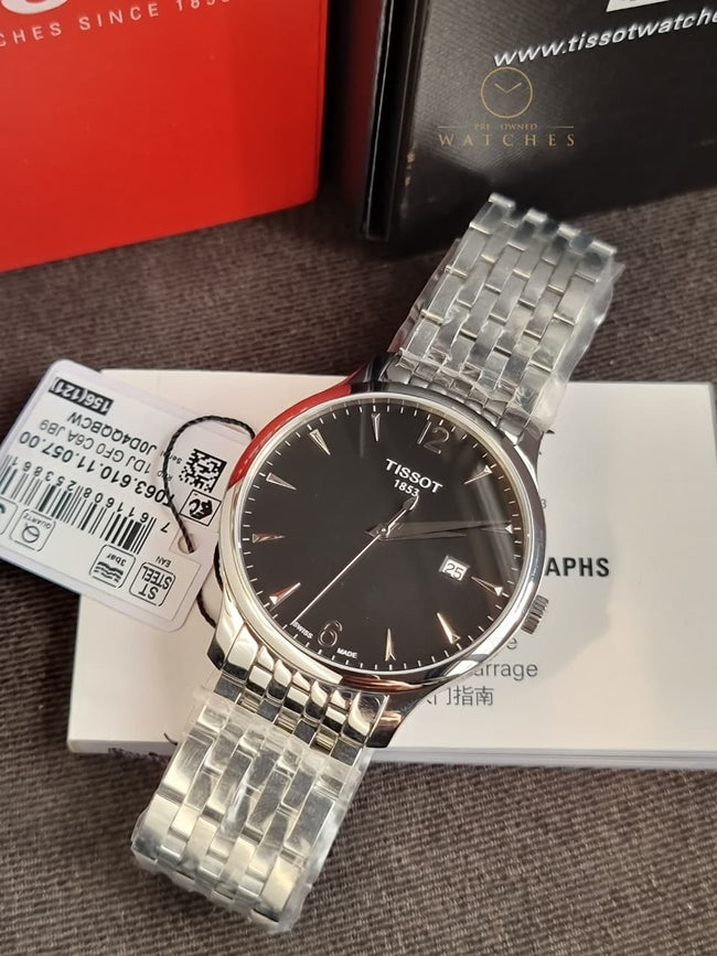 TISSOT Men’s Quartz Swiss Made Stainless Steel Black Dial 42mm Watch T063.610.11.057.00 Main Image