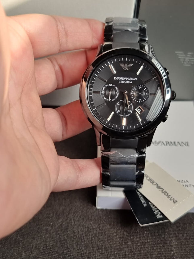 Emporio Armani Men’s Chronograph Quartz Stainless Steel Black Dial 47mm Watch AR1451 Hover Image