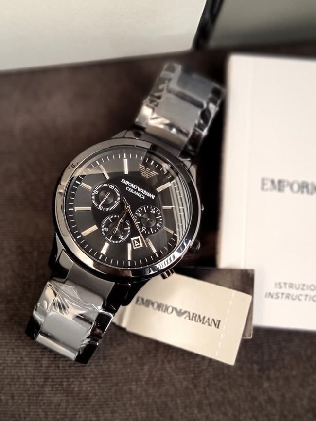 Emporio Armani Men’s Chronograph Quartz Stainless Steel Black Dial 47mm Watch AR1451 Main Image