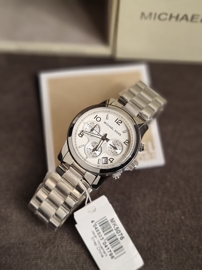Michael Kors Silver Midsized Chronograph Ladies Watch MK5076 Hover Image