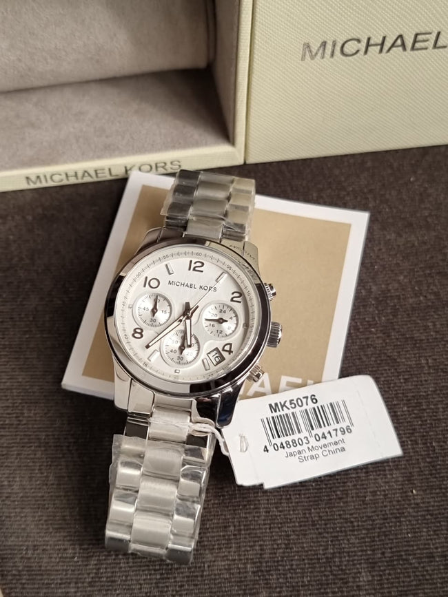 Michael Kors Silver Midsized Chronograph Ladies Watch MK5076 Main Image