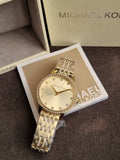 Michael Kors Melissa Gold Stainless Steel Gold Dial Quartz Watch for Ladies - MK4368