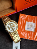 Tory Burch Reva Gold Stainless Steel Mother Of pearl Dial Quartz Watch for Ladies - TBW4025