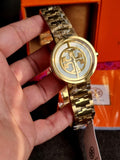 Tory Burch Reva Gold Stainless Steel Mother Of pearl Dial Quartz Watch for Ladies - TBW4025