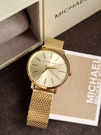 Michael Kors Women’s Quartz Gold Stainless Steel Gold Dial 38mm Watch MK4339 (without Tag )