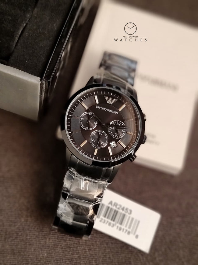 Emporio Armani Men’s Quartz Stainless Steel Black Dial 43mm Watch AR2453 Main Image