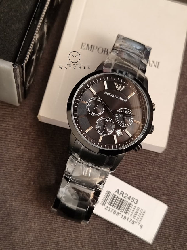 Emporio Armani Men’s Quartz Stainless Steel Black Dial 43mm Watch AR2453 Hover Image