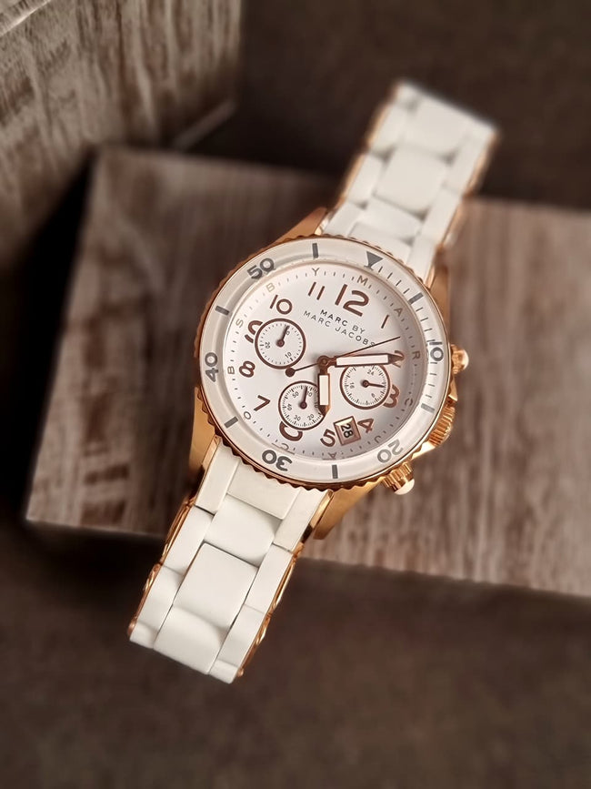 Marc by Marc Jacobs Women’s Quartz Silicone Stainless Steel Chain White Dial 40mm Watch MBM2547 Main Image