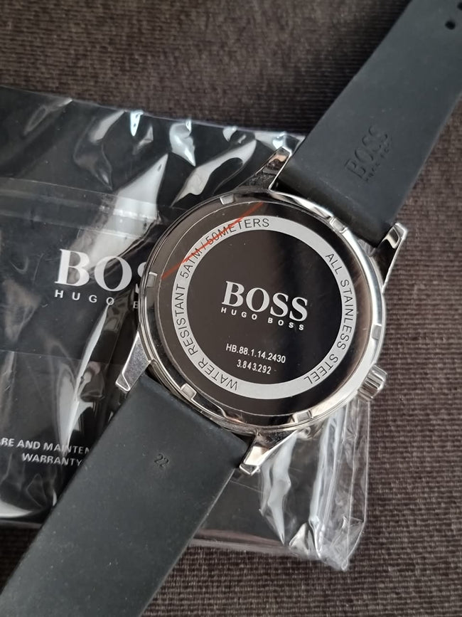 HUGO BOSSBlue Dial Black Leather Men's Watch 1512790 Main Image