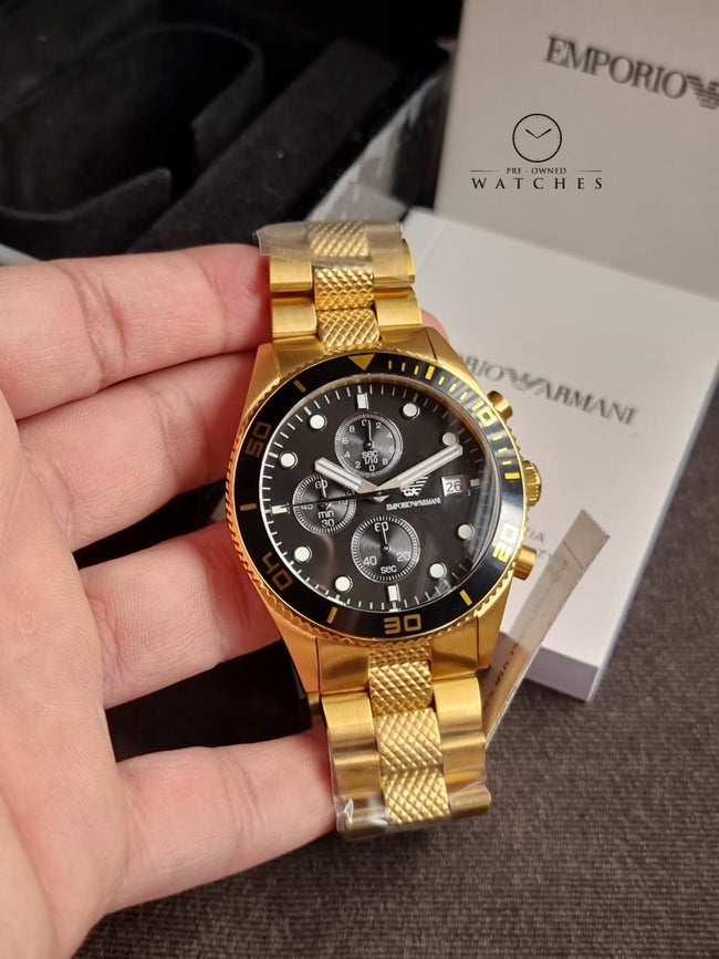 Emporio Armani Men’s Chronograph Quartz Stainless Steel Black Dial 42mm Watch AR5857 Main Image
