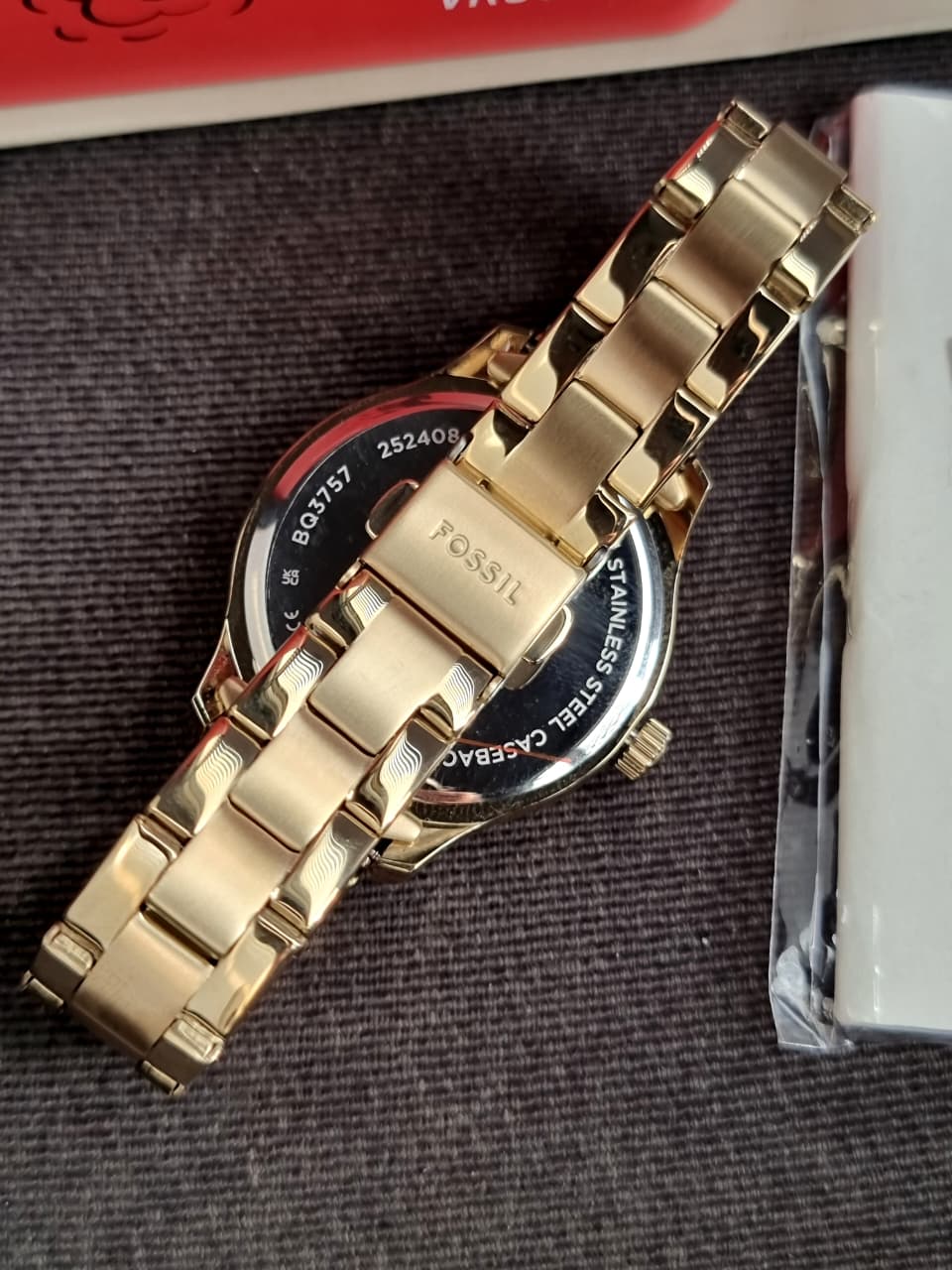 FOSSIL BQ3757 Ladies Rye Watch Golden Casing Black Dial Quartz Watch
