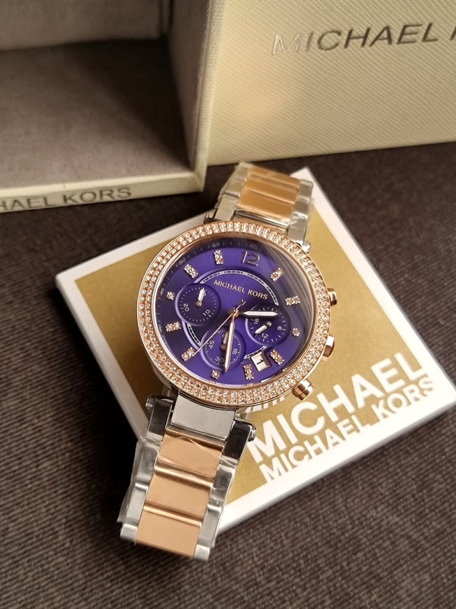 Michael Kors Women’s Analog Stainless Steel Blue Dial 39mm Watch MK6141 Hover Image